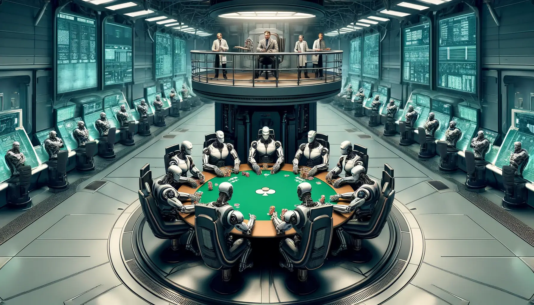 Bots trying to outcompete each other in a game of poker