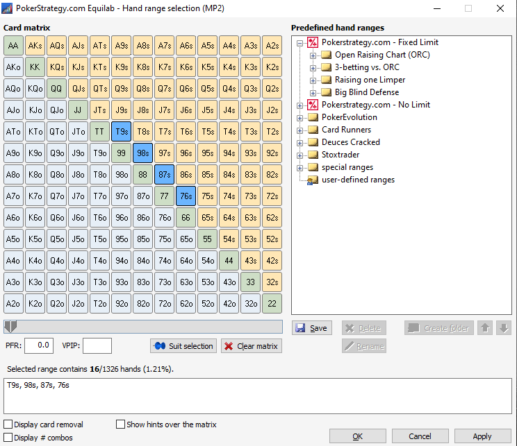 Showcasing of PokerStrategy's Equilab equity calculator grid