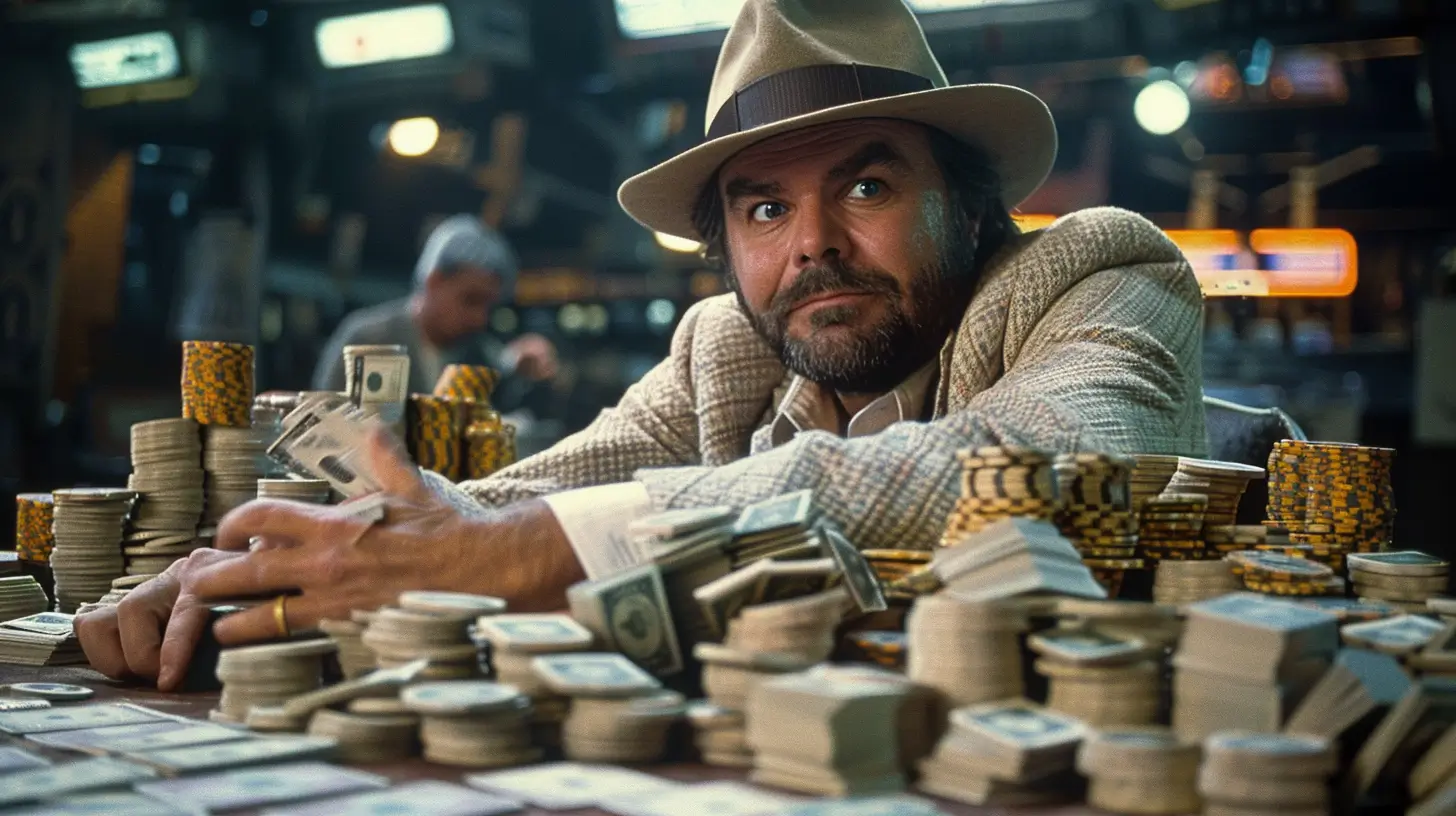 Poker player rolling in cash